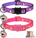 Super Cute Breakaway Cat Collars - Glow in the Dark Moons & Stars! 🌙✨ Adjustable & Safe for Your Adorable Kittens (2 Pack: Purple & Pink) 🐾💖