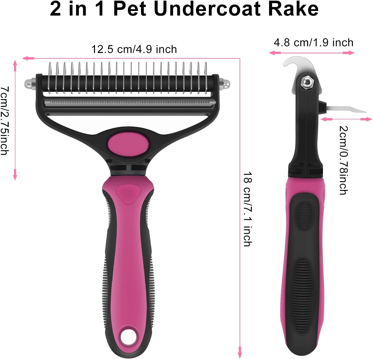 Transform Your Pet's Grooming Game with the  2-in-1 Deshedding Brush & Dematting Comb for All Fur Types!