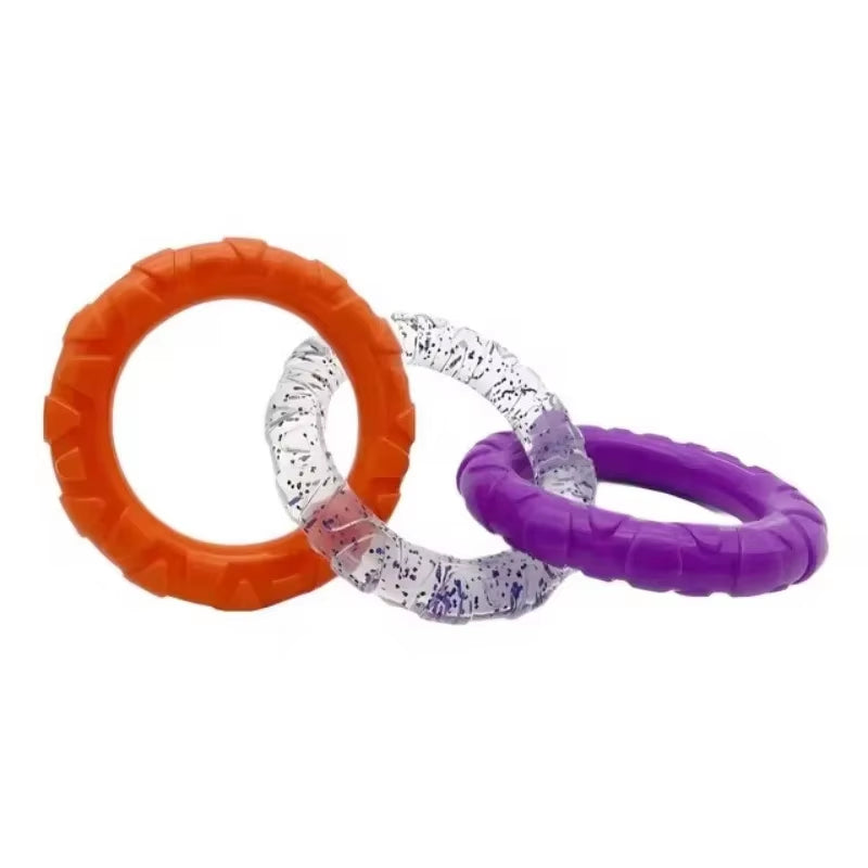 Dog Chew Toy TPR Teeth Cleaning Pet Toys for Small Medium Large Dogs Interactive Bite Resistant 3 Ring Tug Dog Toy Pet Supplies