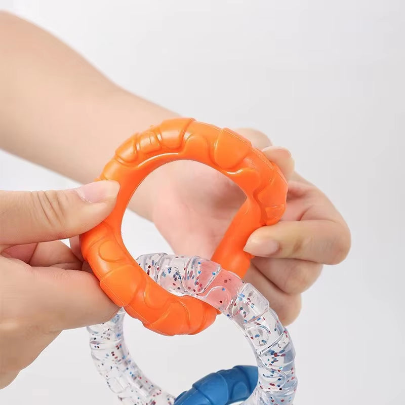 Dog Chew Toy TPR Teeth Cleaning Pet Toys for Small Medium Large Dogs Interactive Bite Resistant 3 Ring Tug Dog Toy Pet Supplies