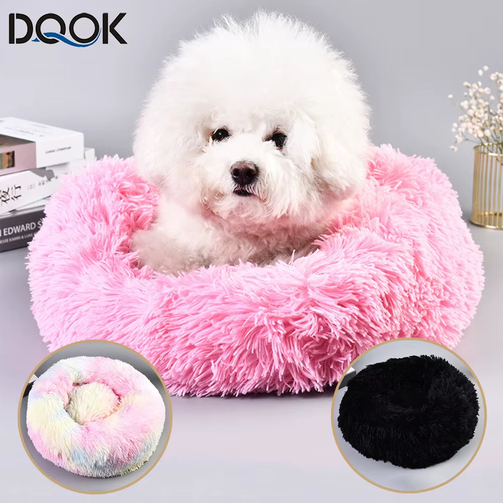 Super Soft Pet Bed Kennel Dog round Cat Winter Warm Sleeping Bag Long Plush Large Puppy Cushion
