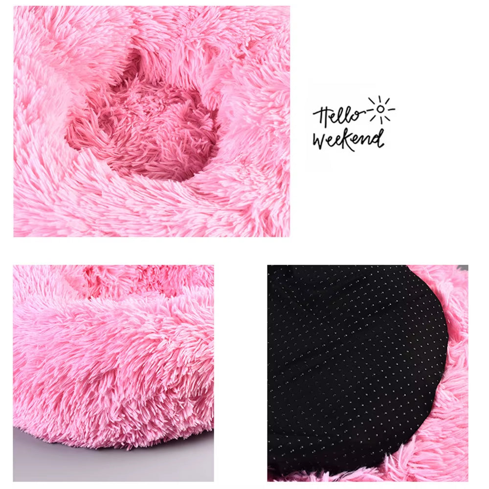 Super Soft Pet Bed Kennel Dog round Cat Winter Warm Sleeping Bag Long Plush Large Puppy Cushion