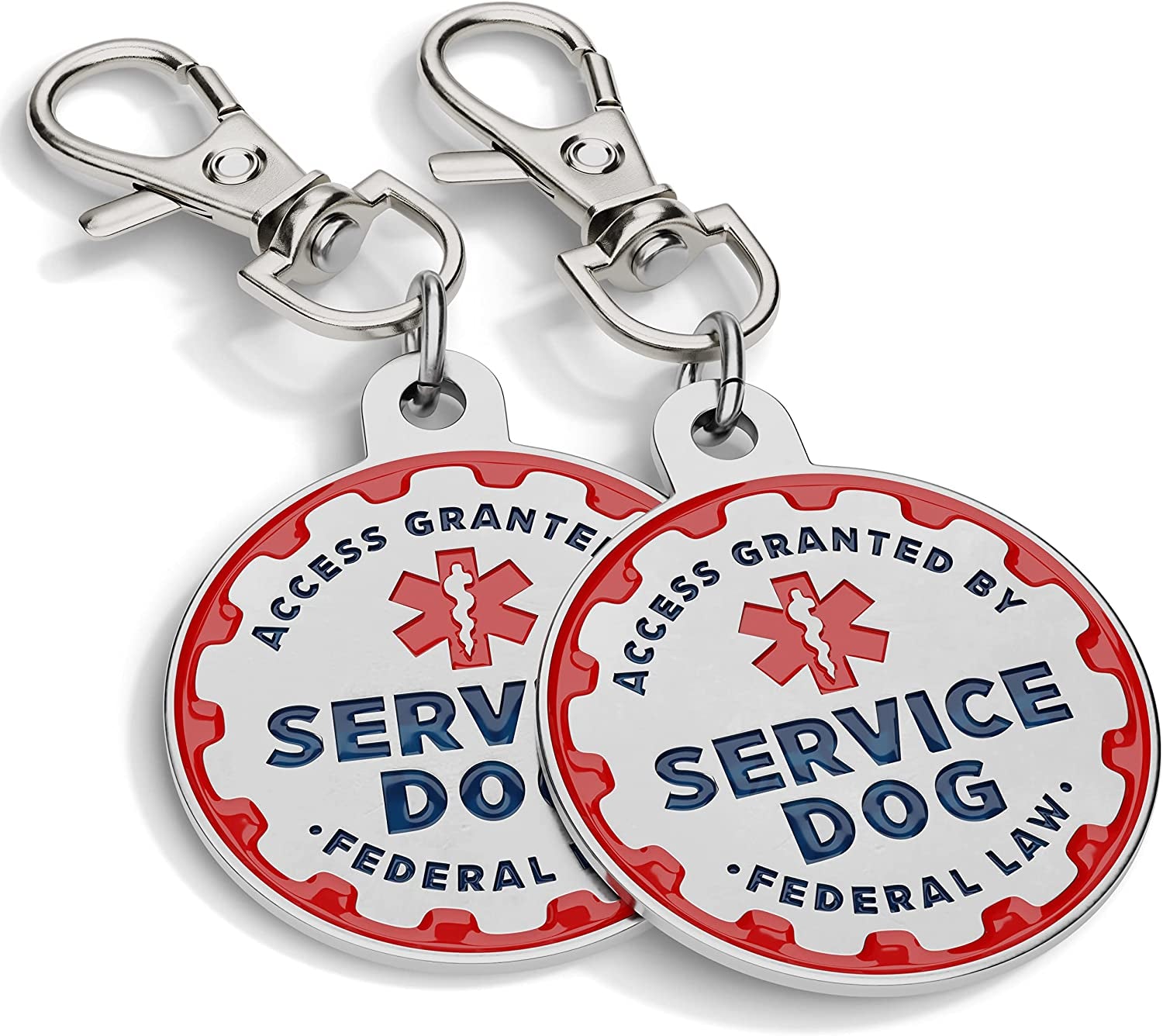 Double-Sided Service Dog Tags: Stylish Metal ID Tags for Your Support Animals! 🔴🐾