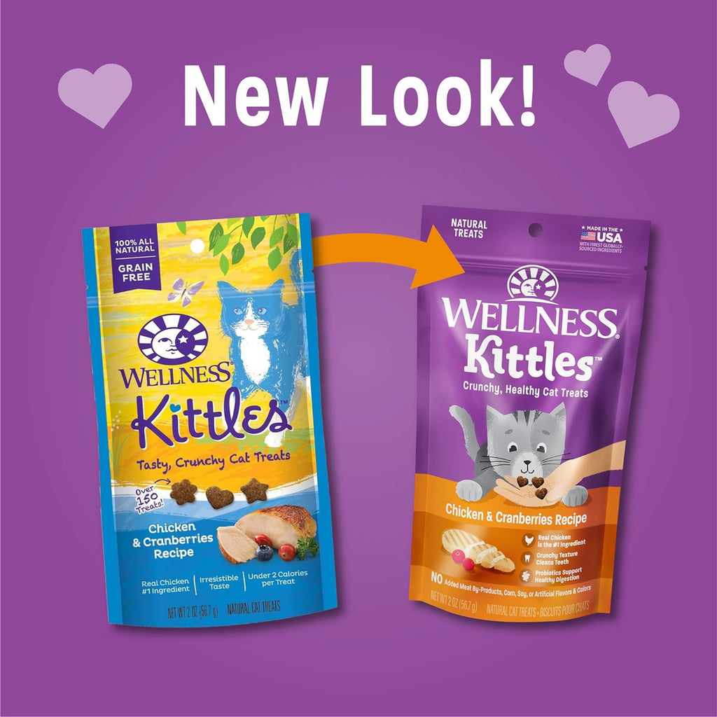 Treat your furry friend to  Kittles: Crunchy, Grain-Free Chicken & Cranberry Cat Treats in a 2 oz bag! 🐱💖✨