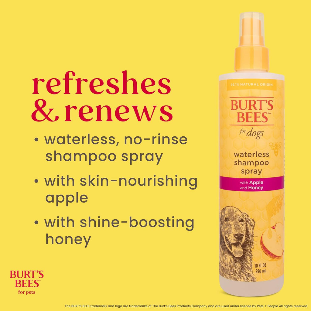 Say goodbye to bath time struggles! 🐶✨ Try Burt's Bees Waterless Dog Shampoo with Apple & Honey – 99.1% natural goodness for a clean, fresh pup in a spray! 🌿🍏 #DogGrooming #Burt'sBees #PetCare