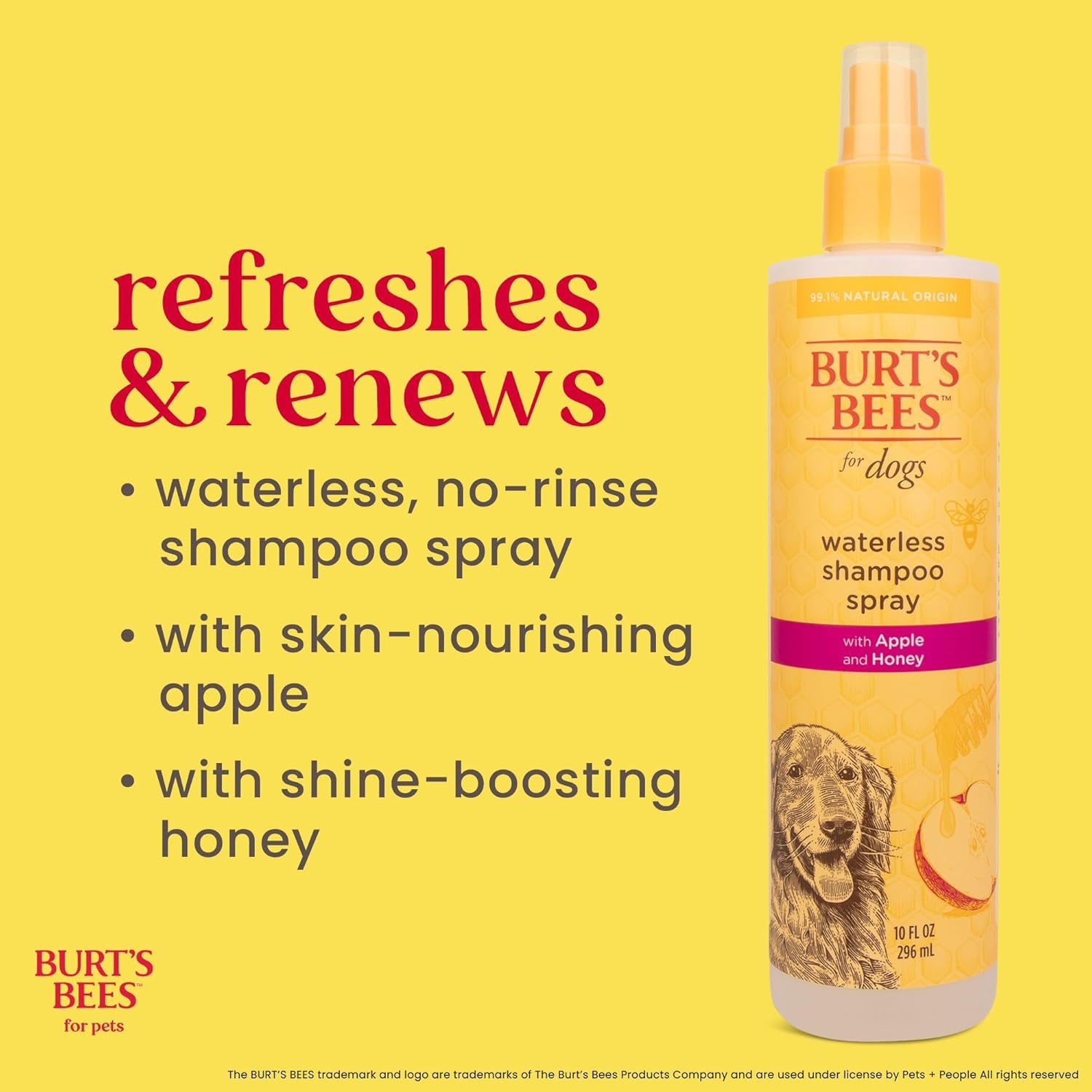 Say goodbye to bath time struggles! 🐶✨ Try Burt's Bees Waterless Dog Shampoo with Apple & Honey – 99.1% natural goodness for a clean, fresh pup in a spray! 🌿🍏 #DogGrooming #Burt'sBees #PetCare