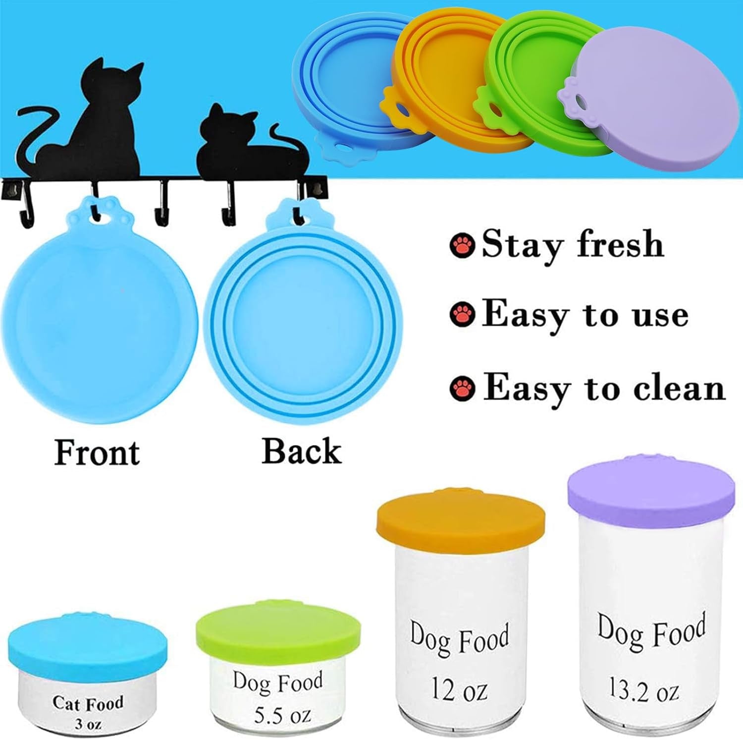 Seal the Freshness! 🍲🐾 4-Pack of Universal BPA Free Silicone Can Covers for Pet Food - Perfect for Dogs & Cats! 🐶🐱 #PetEssentials #FoodStorage