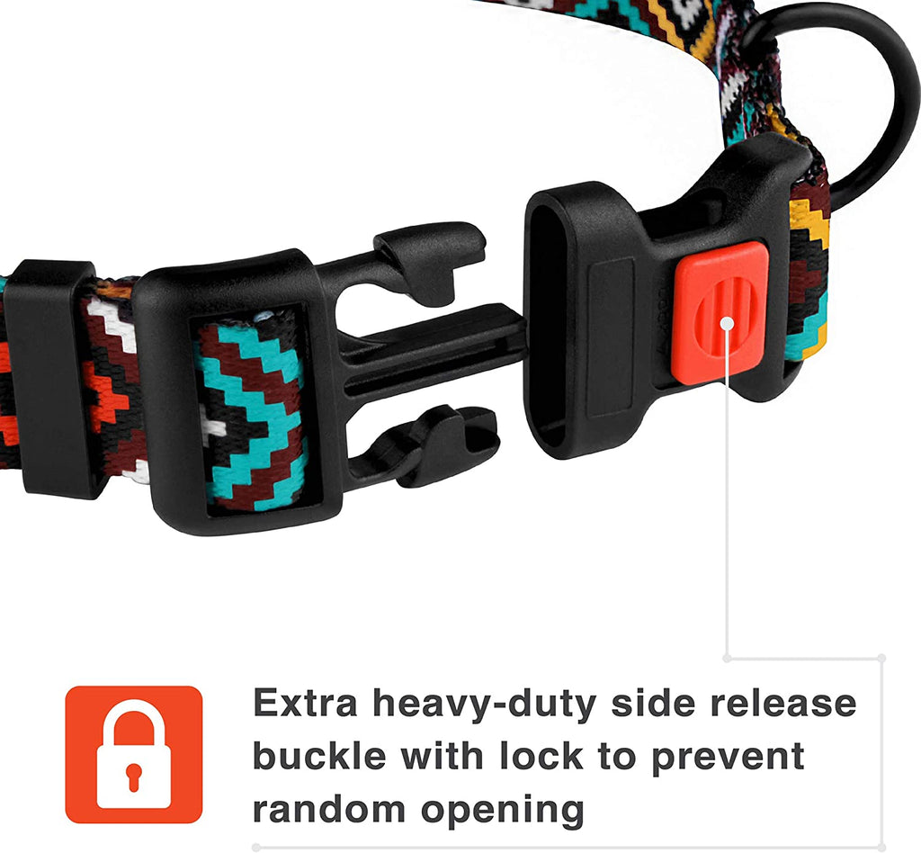 Stylish Aztec Teal Nylon Dog Collar for Small Breeds (10-13 Inch) 🐾✨