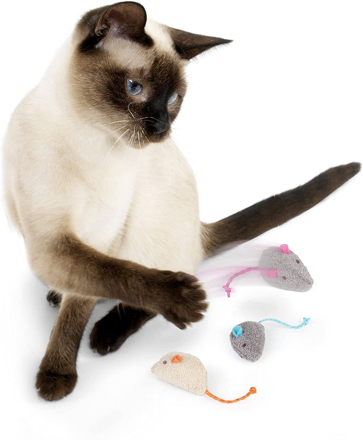 Unleash the fun with  Skitter Critters! 🐾 3 Pack of Catnip Toys in Gray/Cream - Perfect for Playtime! 🐱✨
