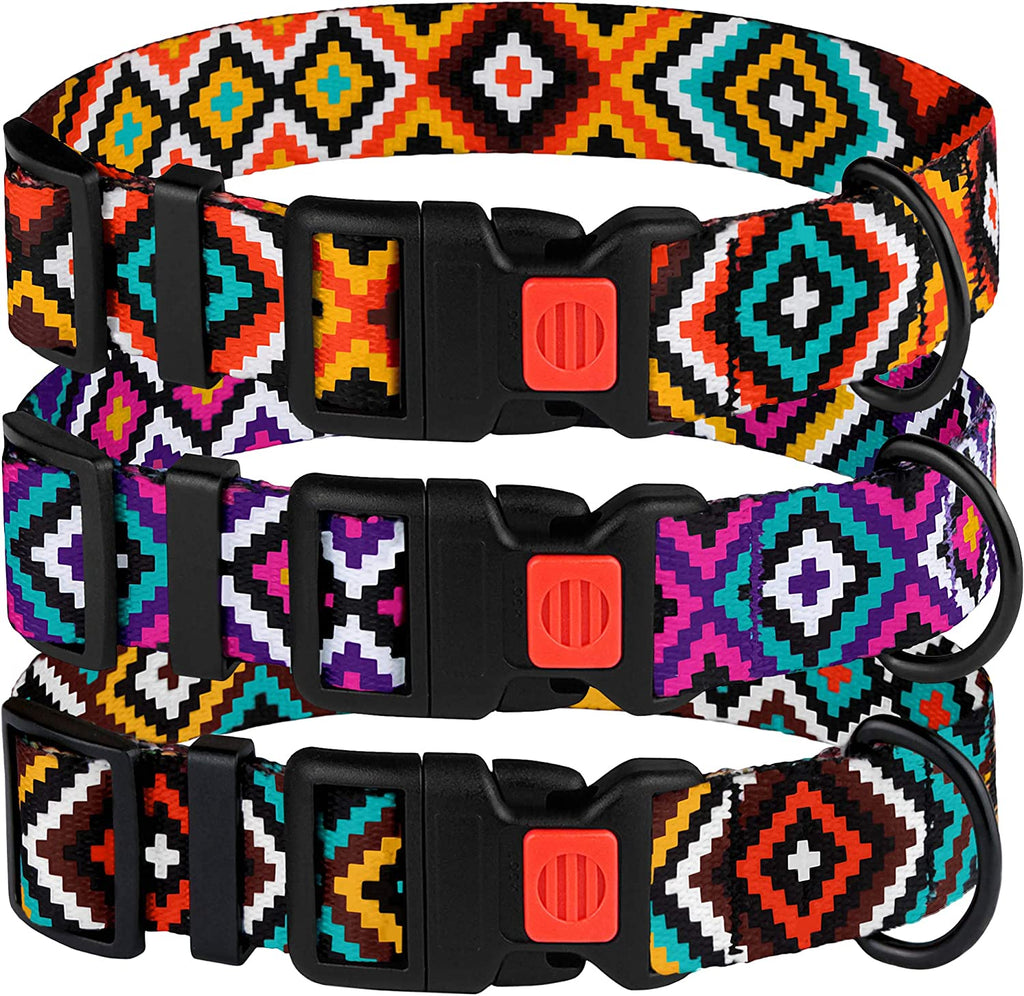 Stylish Aztec Teal Nylon Dog Collar for Small Breeds (10-13 Inch) 🐾✨