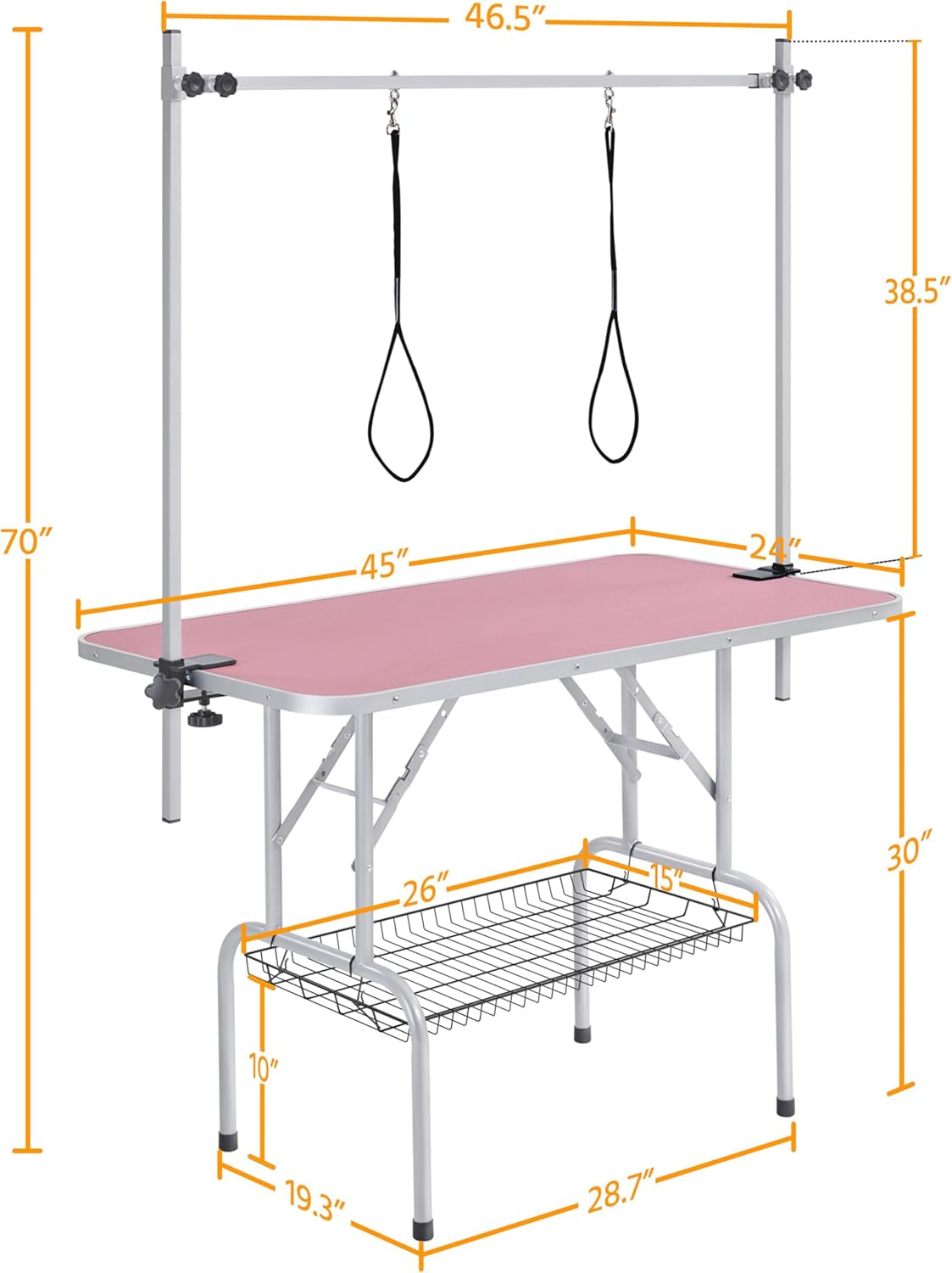 Transform Grooming Time with the  46'' Adjustable Pet Grooming Table for Large Dogs! 💖🐾 Perfectly Portable with Arm, Noose & Mesh Tray - Supports Up to 265lbs!