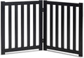 2-Panel Wooden Free Standing Foldable Dog Gate Indoor – Solid Hardwood 24" High, Step-Over Safety Pet Gate for Doorways, Stairs & Small Spaces - Indoor Use, Black