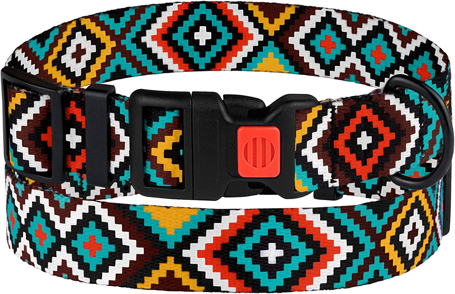 Stylish Aztec Teal Nylon Dog Collar for Small Breeds (10-13 Inch) 🐾✨