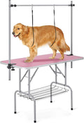 Transform Grooming Time with the  46'' Adjustable Pet Grooming Table for Large Dogs! 💖🐾 Perfectly Portable with Arm, Noose & Mesh Tray - Supports Up to 265lbs!